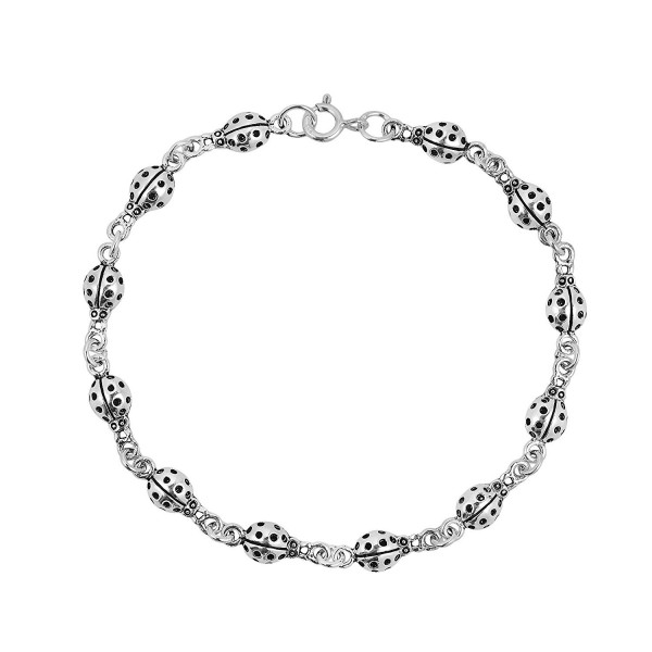 Charming Ladybug Sterling Silver Bracelet