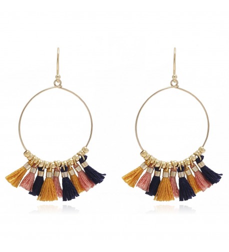 Bohemian Colored Tassel Statement Earrings