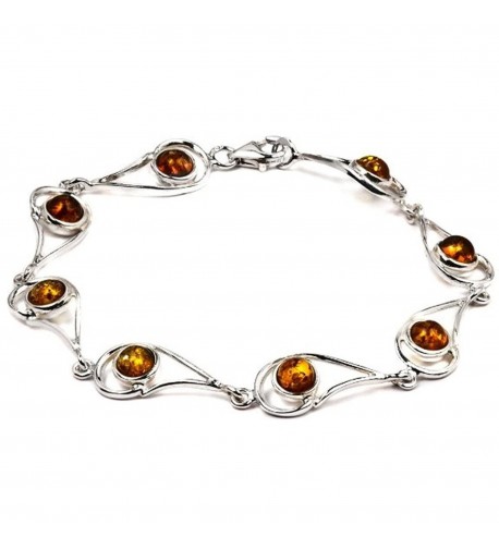Sterling Silver Amber Bracelet Inches