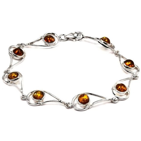 Sterling Silver Amber Bracelet Inches