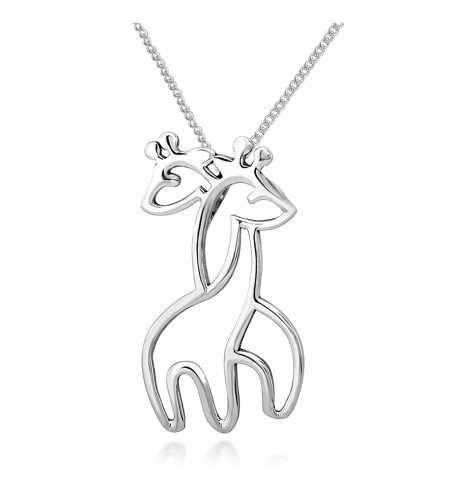 Sterling Hugging Giraffe Pendant Necklace