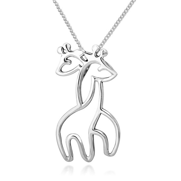 Sterling Hugging Giraffe Pendant Necklace