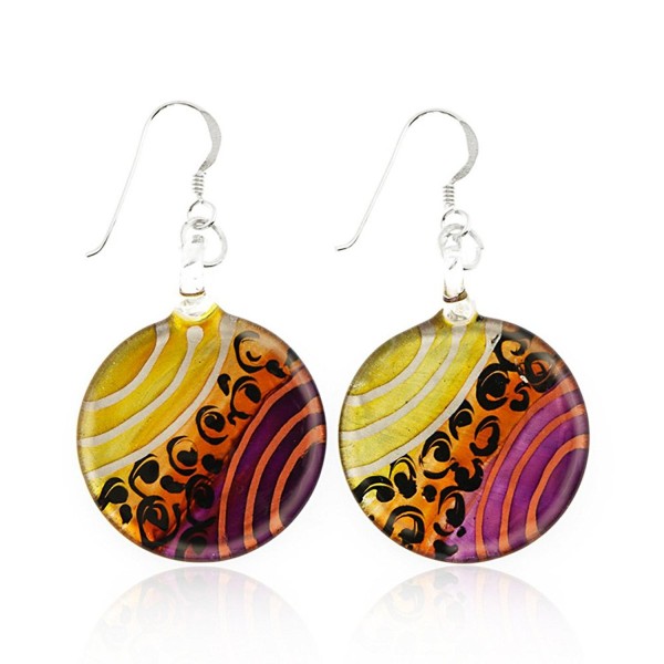 Sterling Silver Painted Murano Earrings