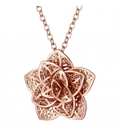 Women Flower Pendant Plated Necklace