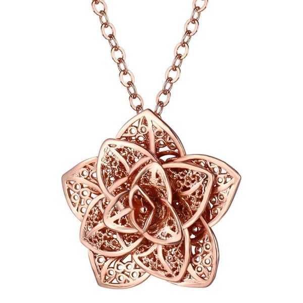 Women Flower Pendant Plated Necklace