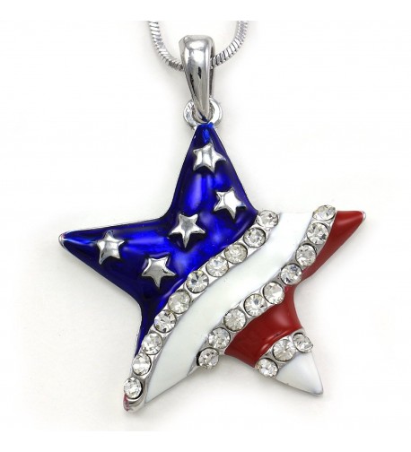 Patriotic American Necklace Pendant Rhinestones