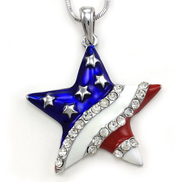 Patriotic American Necklace Pendant Rhinestones
