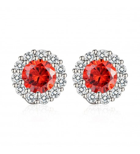 Gold Plated Zirconia Earrings Hypoallergenic Gold Red