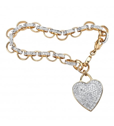 Diamond Accent Gold Plated Rolo Link Bracelet