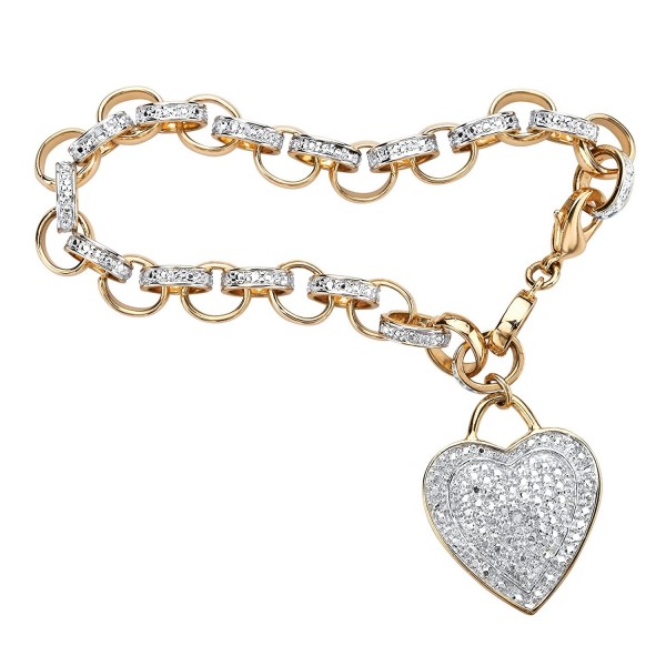 Diamond Accent Gold Plated Rolo Link Bracelet