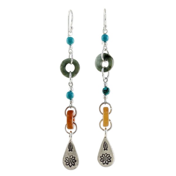 NOVICA Multi Gem Sterling Earrings Adventure