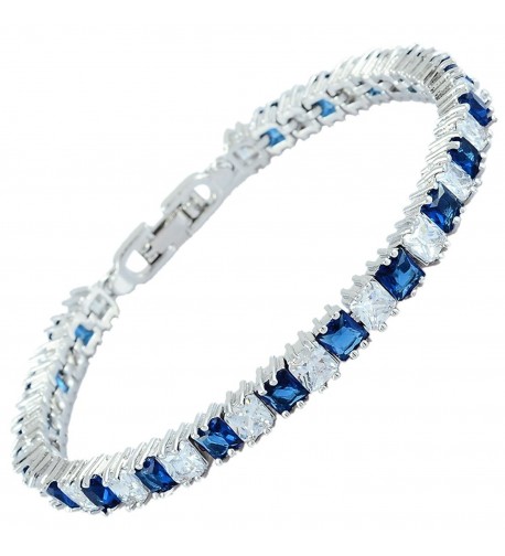 Princess Simulated Sapphire Plated Bracelet