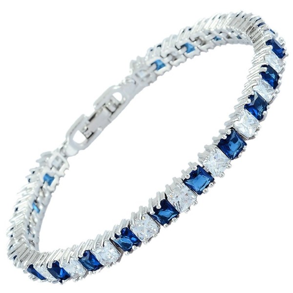 Princess Simulated Sapphire Plated Bracelet