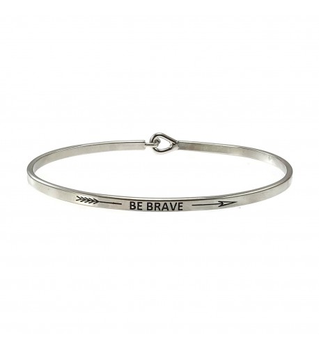 Brave Inspirational Bangle Bracelet Rhodium