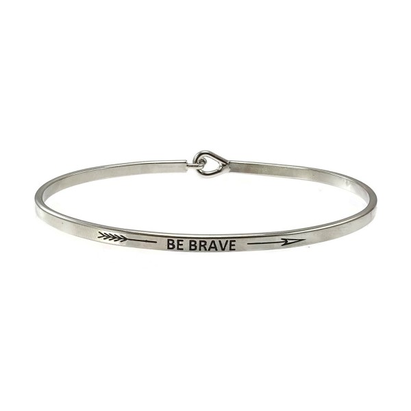 Brave Inspirational Bangle Bracelet Rhodium