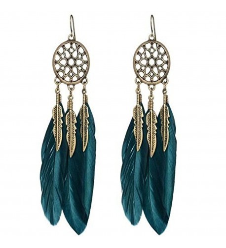 Vintage Bronze Dreamcatcher Feather Earrings