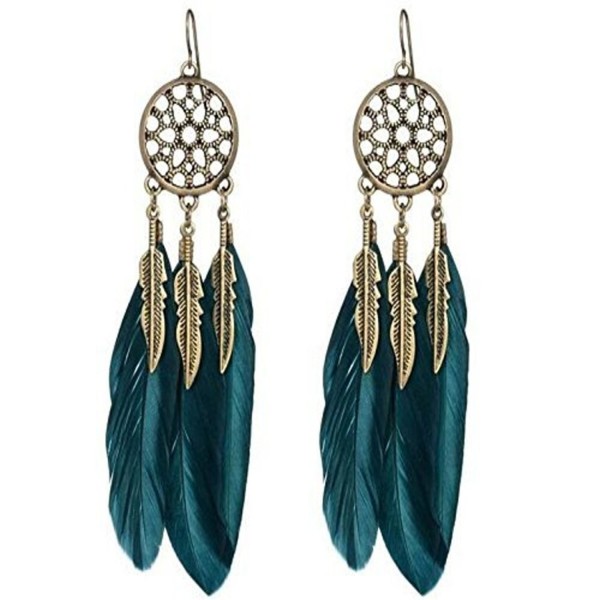 Vintage Bronze Dreamcatcher Feather Earrings