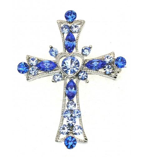Faship Sparkling Crystal Crucifix Brooch