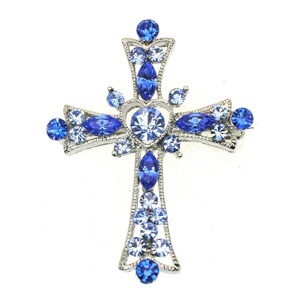 Faship Sparkling Crystal Crucifix Brooch