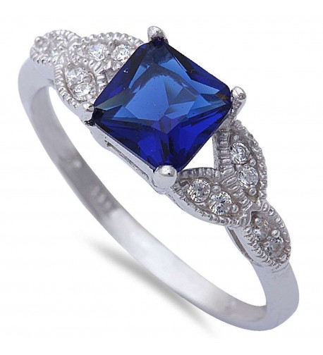 Princess Simulated Sapphire Zirconia Sterling