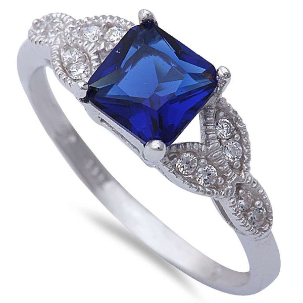 Princess Simulated Sapphire Zirconia Sterling