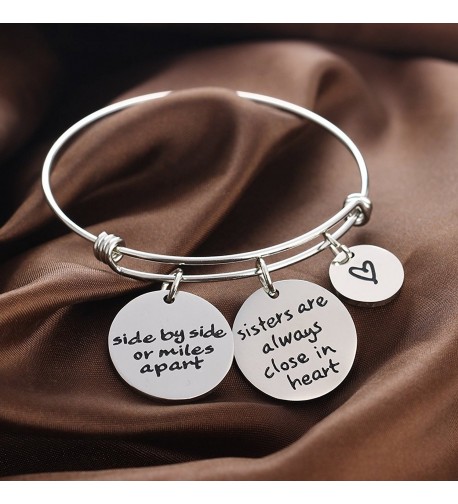 Side by side or miles apart Sisters are always close at heart Adjustable Bangle 