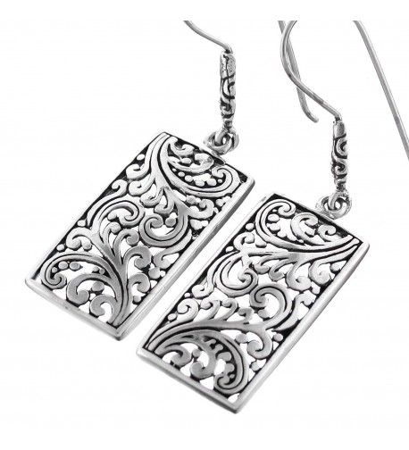 Scrollwork Filigree Rectangle Sterling Earrings