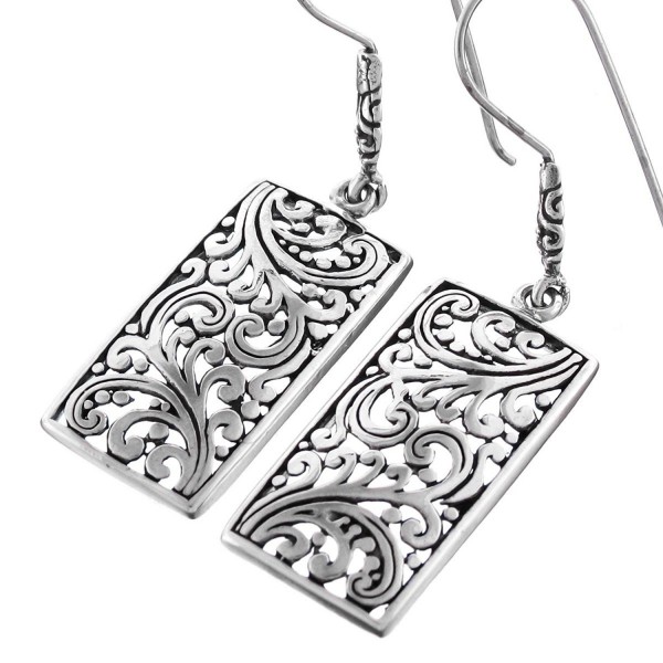 Scrollwork Filigree Rectangle Sterling Earrings