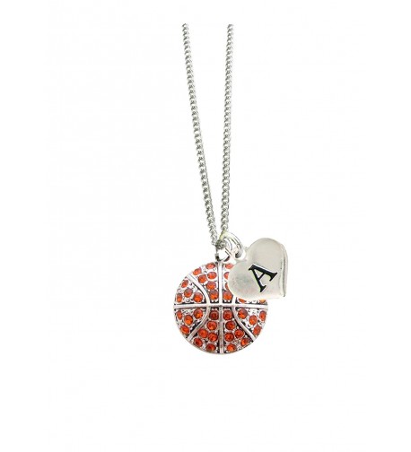 Custom Crystal Basketball Necklace Initial
