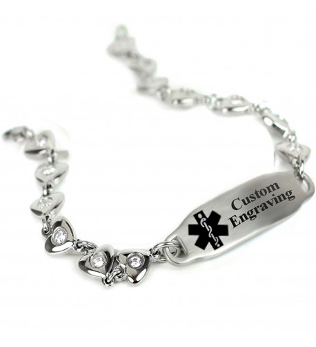 Engraved Medical Bracelet Stainless Zirconia