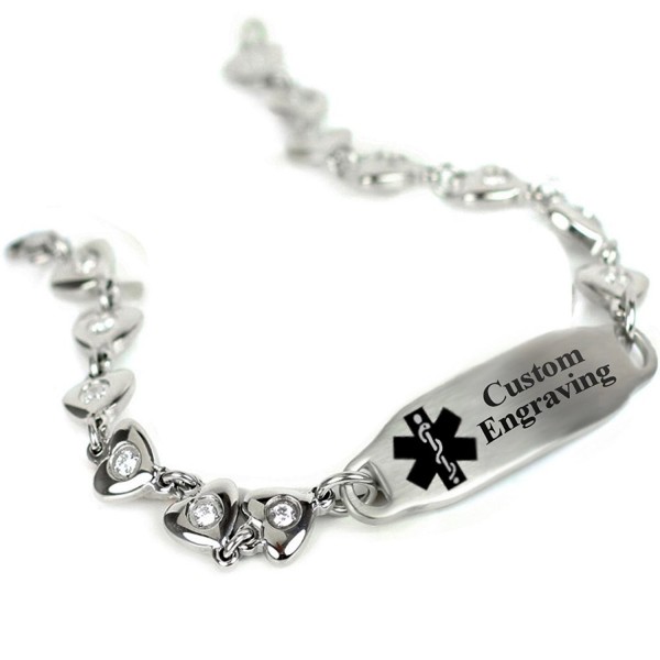 Engraved Medical Bracelet Stainless Zirconia