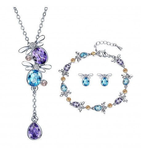 Butterfly Crystal Cloisonne Earrings Necklace