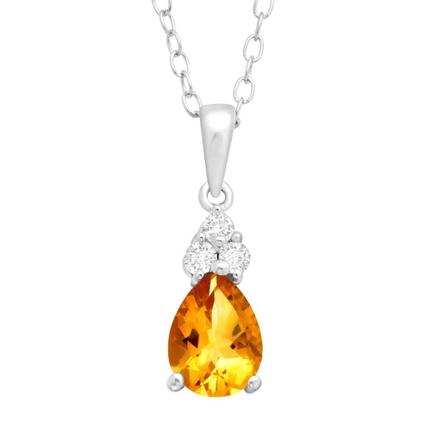 Natural Citrine Pendant Necklace Sterling