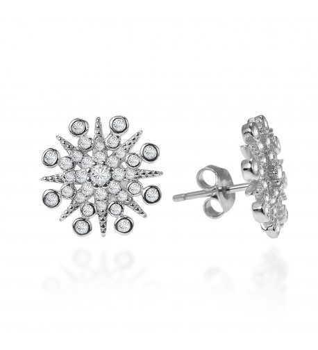 Exquisite Snowflake Zirconia Sterling Earrings