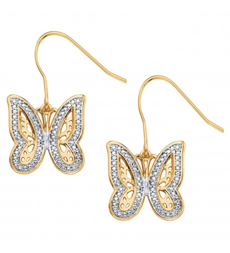 Diamond Pave Style Gold Plated Butterfly Earrings