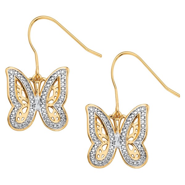 Diamond Pave Style Gold Plated Butterfly Earrings
