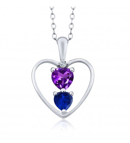 Amethyst Simulated Sapphire Sterling Pendant