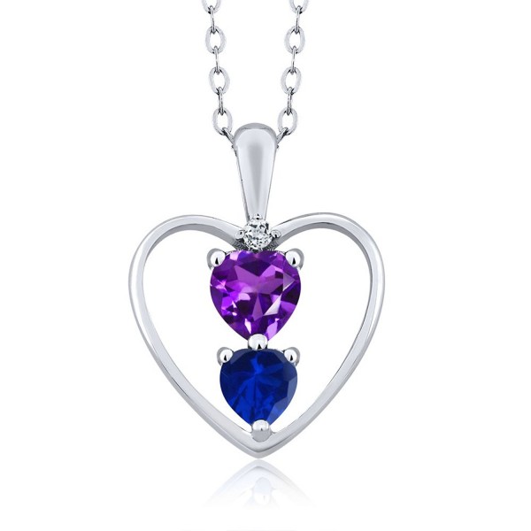 Amethyst Simulated Sapphire Sterling Pendant