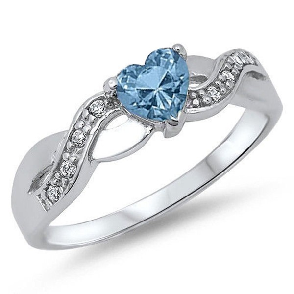 Simulated Aquamarine Zirconia Infinity Sterling