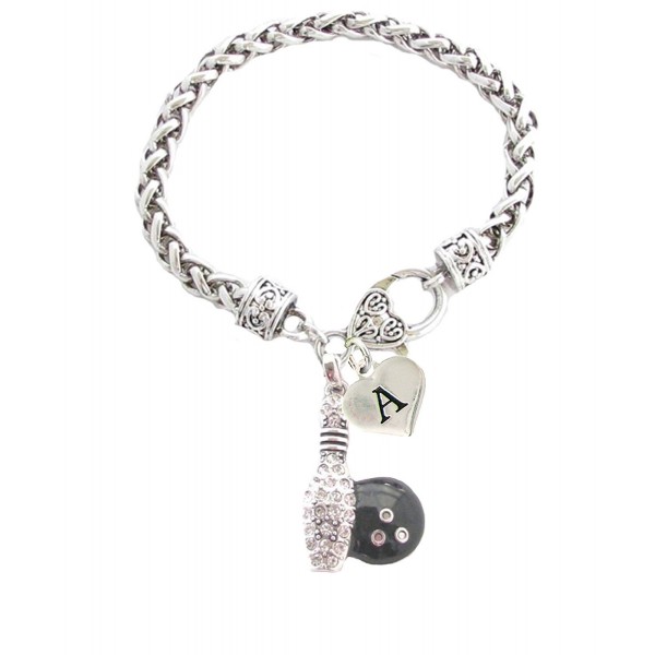 Crystal Bowling Bracelet Jewelry Initial