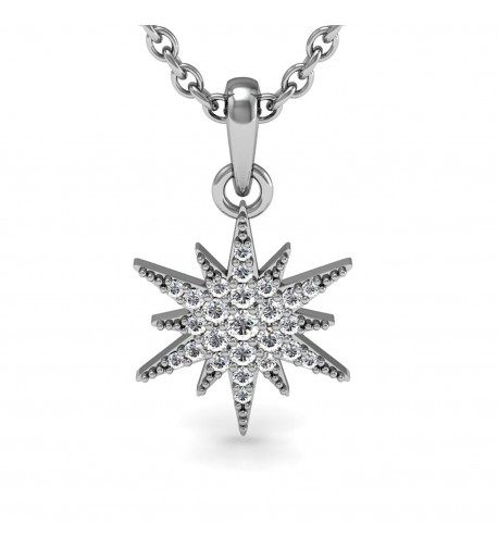 Sterling Diamond Starburst Pendant Necklace