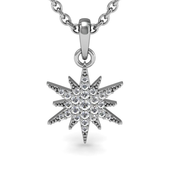 Sterling Diamond Starburst Pendant Necklace