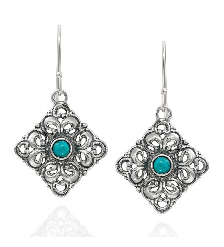 Sterling Turquoise Filigree Earrings Jewelry