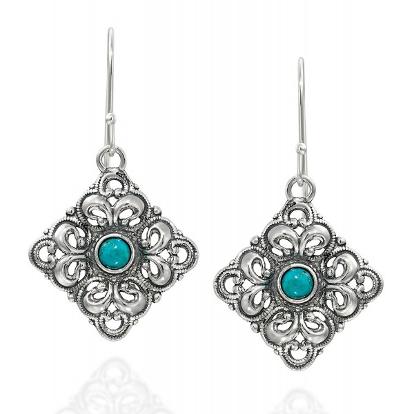 Choice Of Gemstone 925 Sterling Silver Filigree Diamond Shaped Dangle