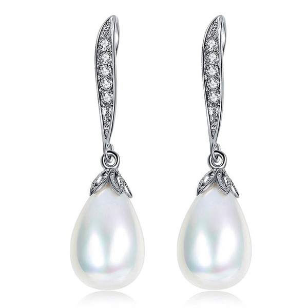 Simulated Plated Wedding Dangle Earrings