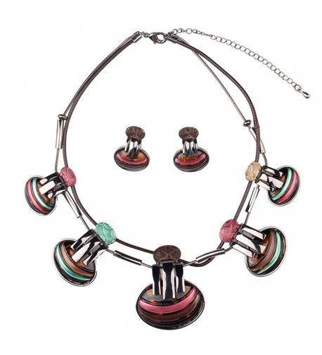 Hamer Multi color Statement Necklace Earrings