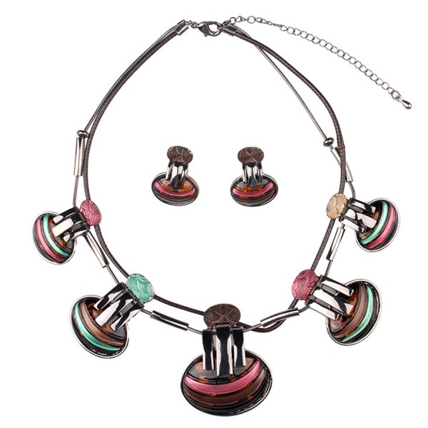 Hamer Multi color Statement Necklace Earrings