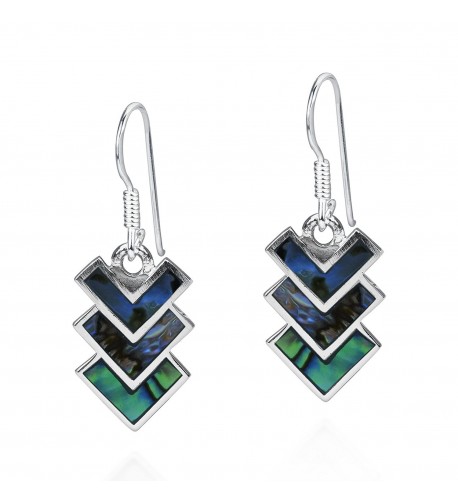 Abalone Chevron Downward Sterling Earrings