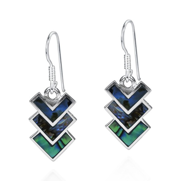 Abalone Chevron Downward Sterling Earrings