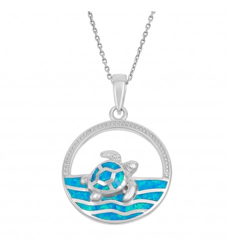 Sterling Silver Created Swimming Pendant